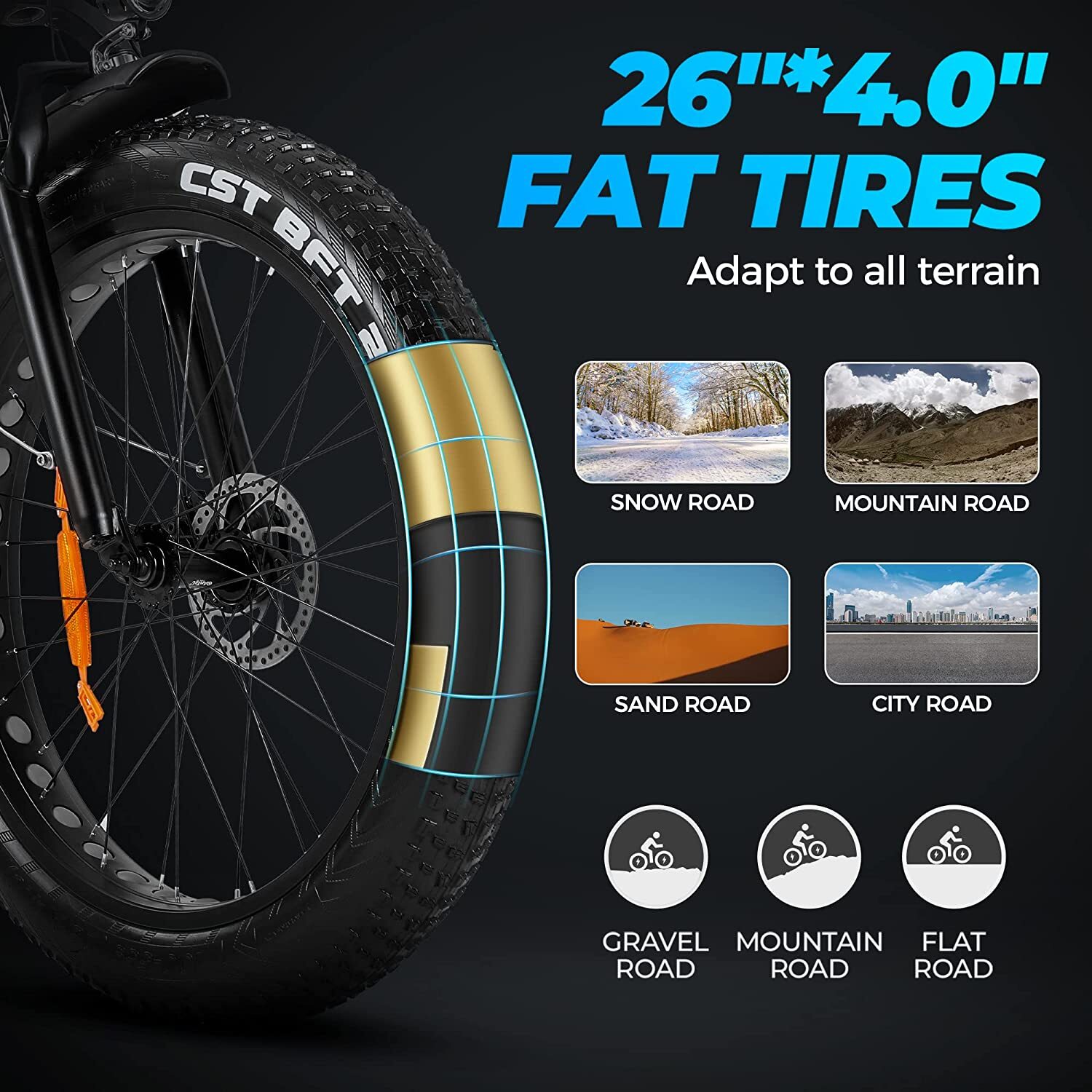 750W Electric Mountain Bike - 48V/15Ah Battery, Dual Disc Brakes, Shimano 7-Speed, Black