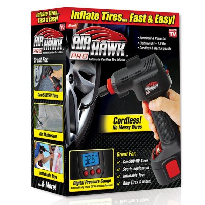 Air Hawk Pro Cordless Tire Inflator with LED Gauge & Rechargeable Battery