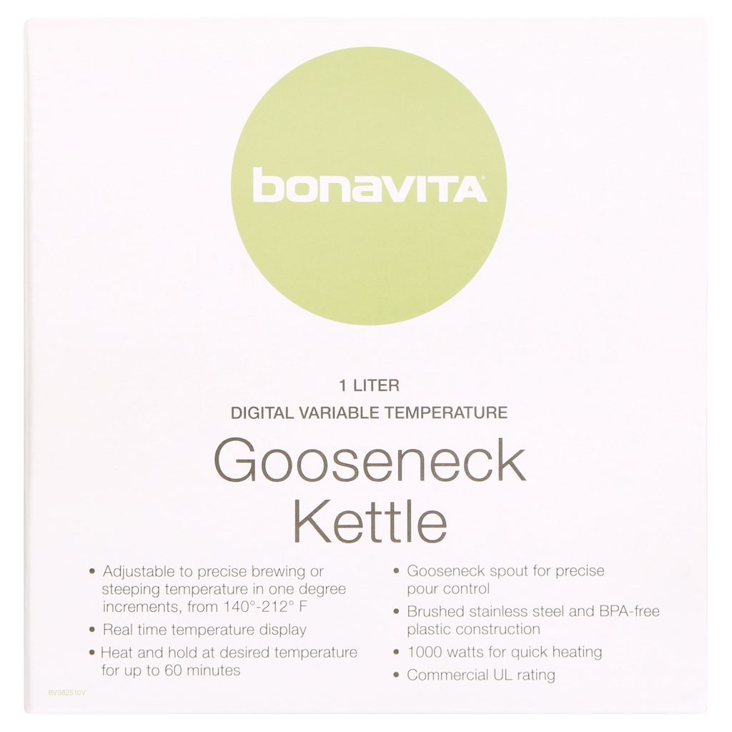 Bonavita 1.0L Variable Temp Gooseneck Electric Kettle, Silver, 1000W, Precise Pour Control