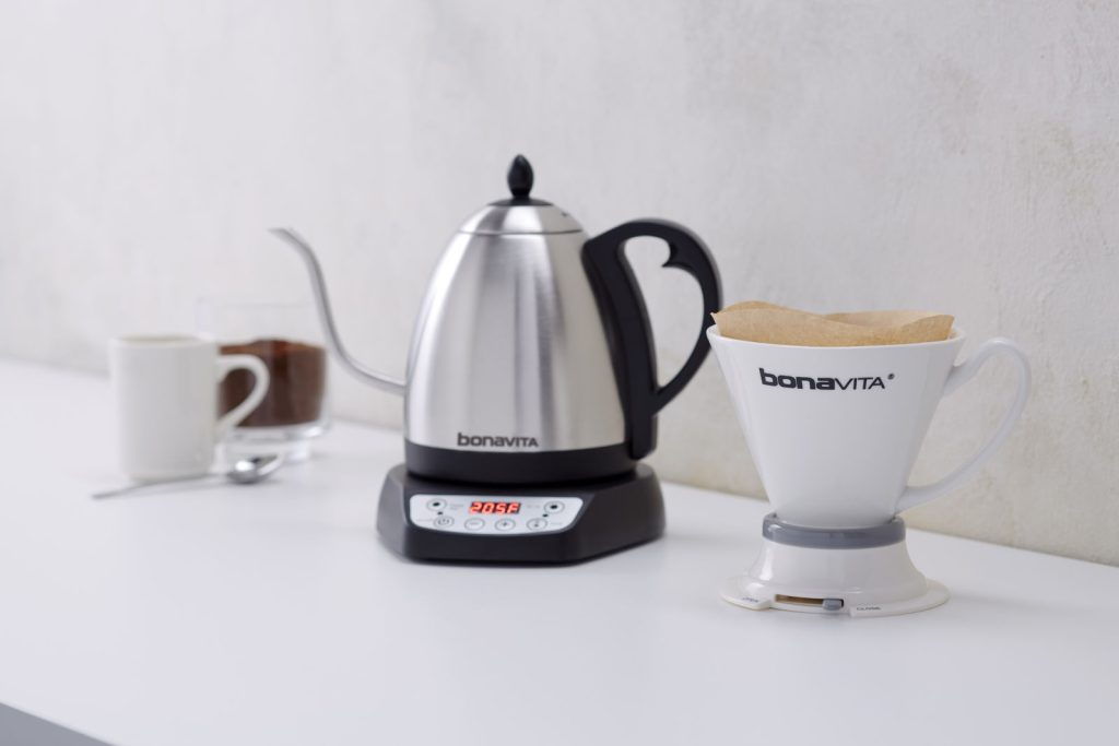 Bonavita 1.0L Variable Temp Gooseneck Electric Kettle, Silver, 1000W, Precise Pour Control