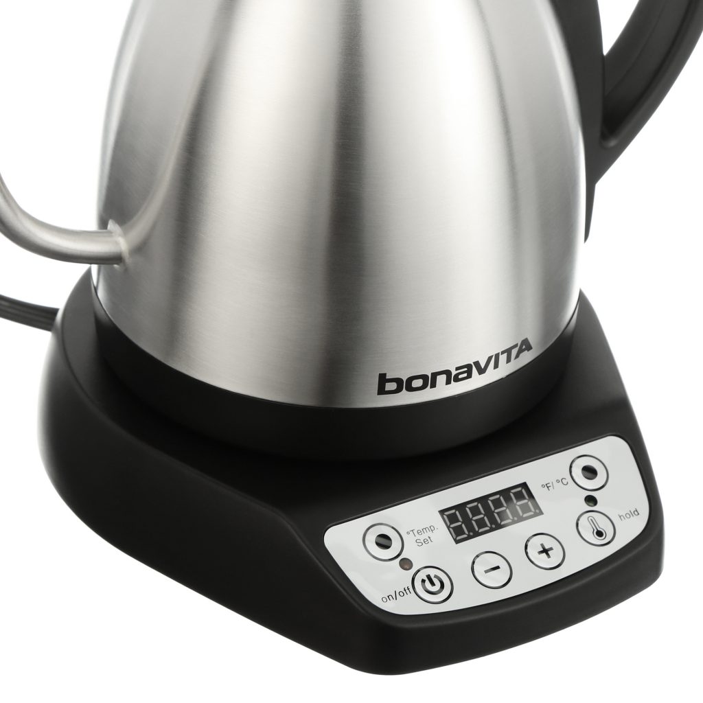 Bonavita 1.0L Variable Temp Gooseneck Electric Kettle, Silver, 1000W, Precise Pour Control