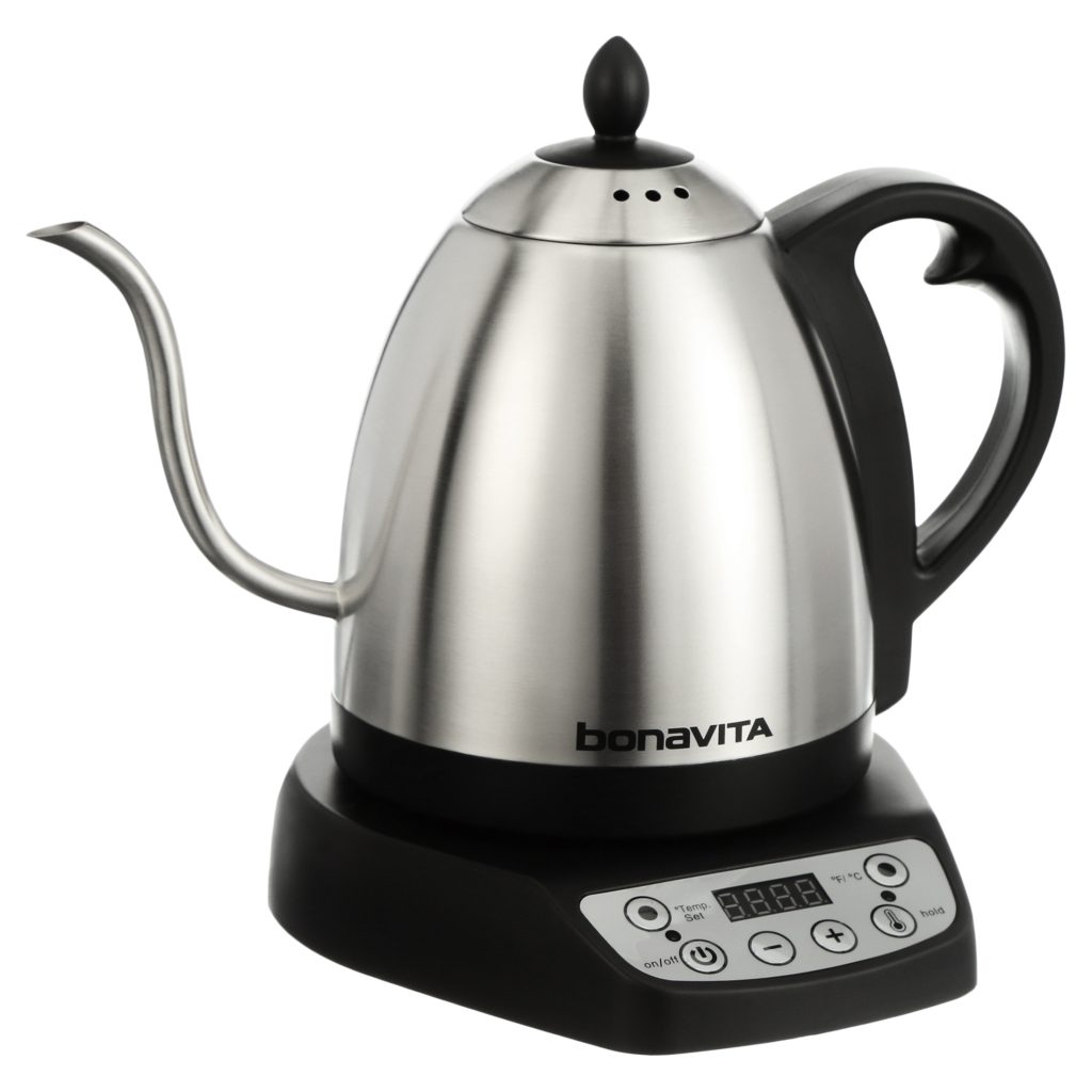 Bonavita 1.0L Variable Temp Gooseneck Electric Kettle, Silver, 1000W, Precise Pour Control