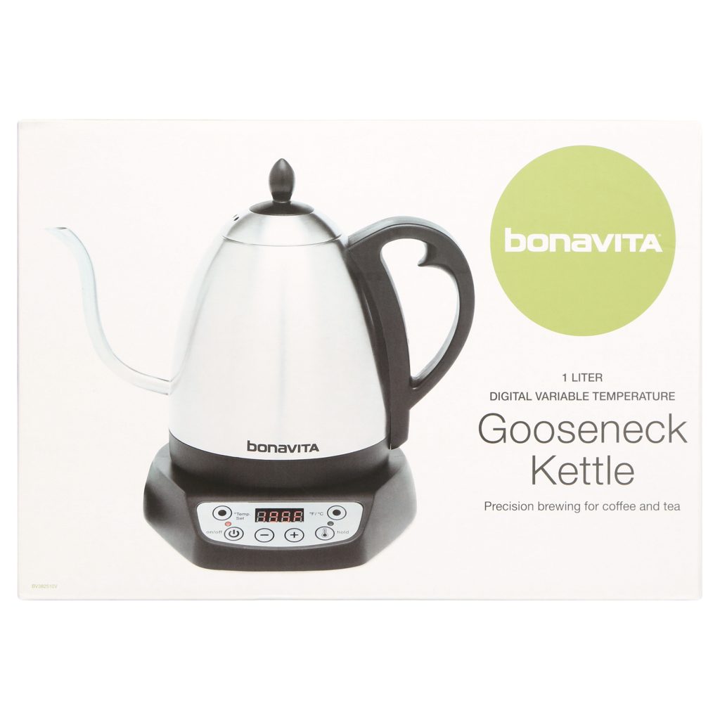 Bonavita 1.0L Variable Temp Gooseneck Electric Kettle, Silver, 1000W, Precise Pour Control