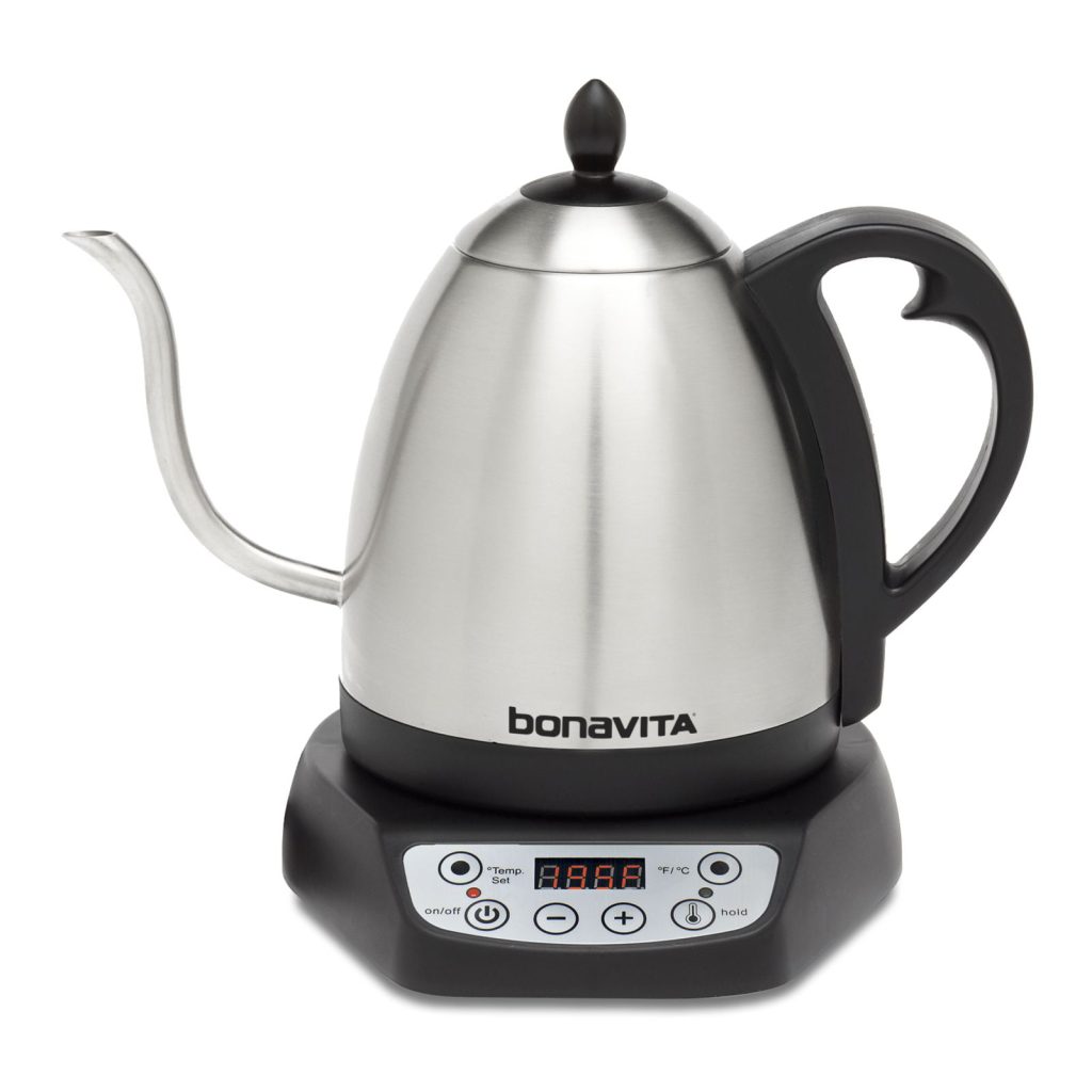 Bonavita 1.0L Variable Temp Gooseneck Electric Kettle, Silver, 1000W, Precise Pour Control