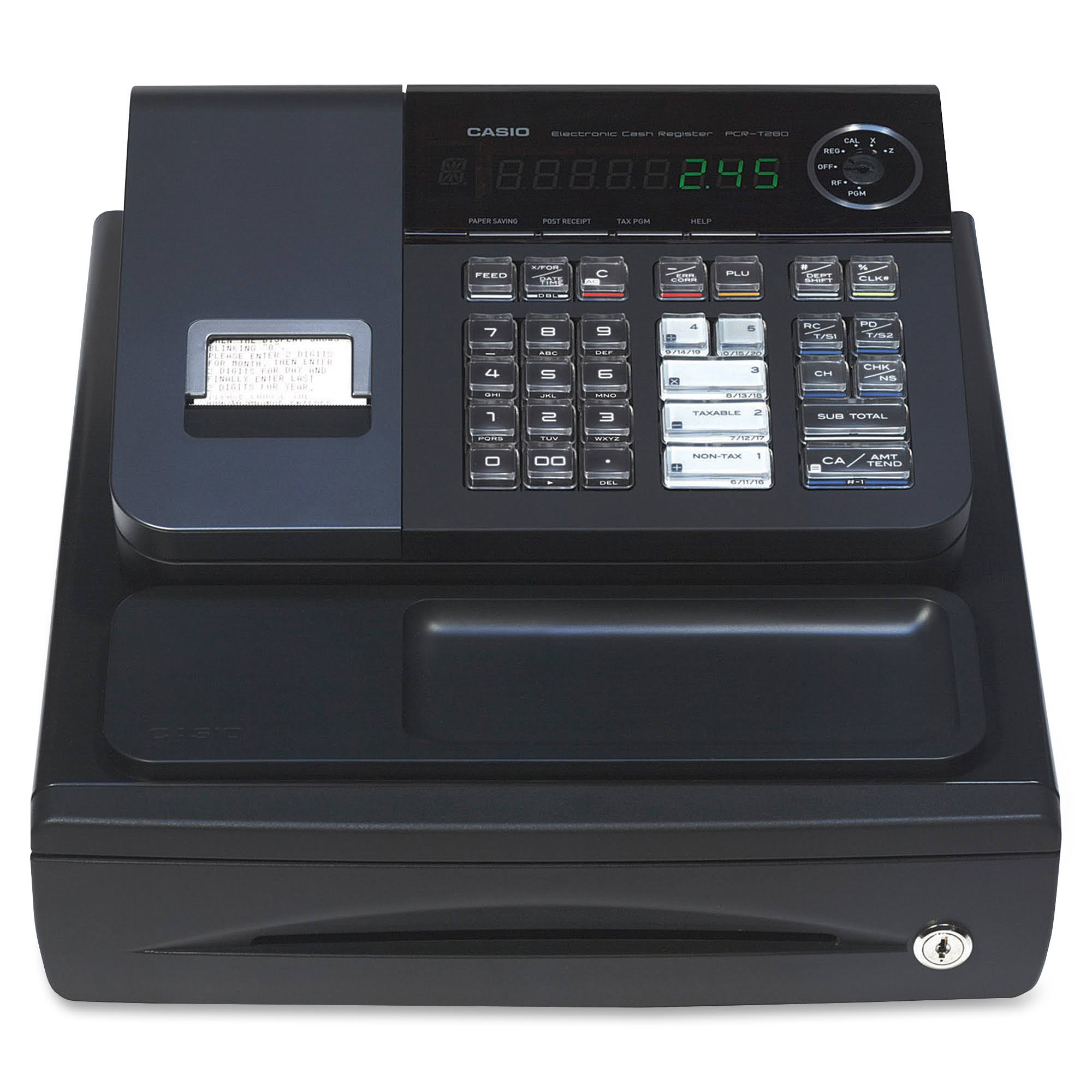 Casio PCR-T280 Thermal Cash Register, 1200 PLUs, Antibacterial Keyboard, High-Speed Printer, Multi-Operator Support