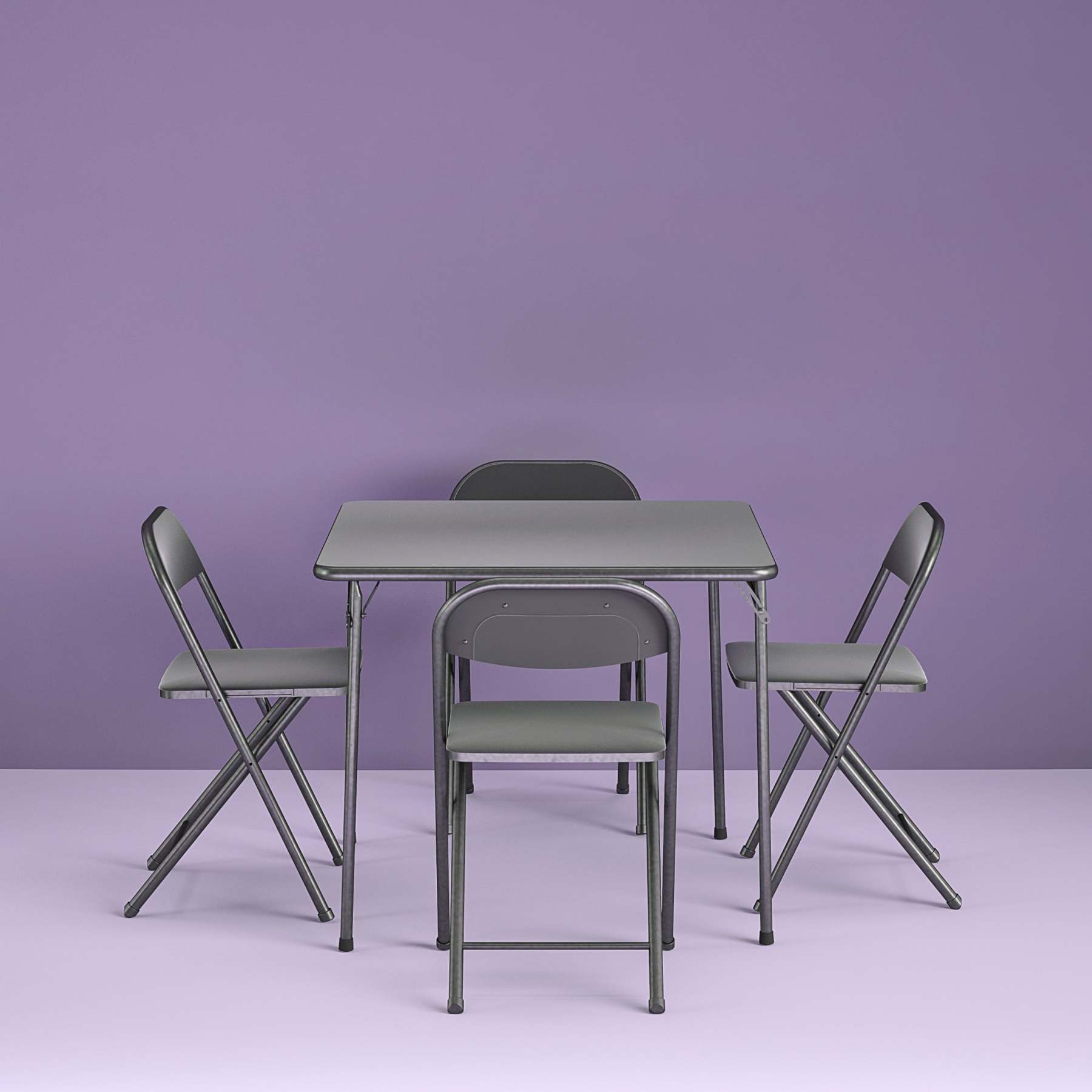 Cosco 5-Piece Folding Card Table Set, Black - Vinyl Seats, Easy Storage, Durable