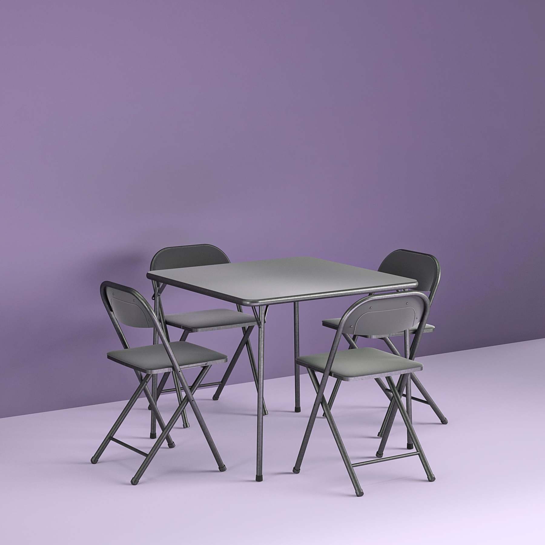 Cosco 5-Piece Folding Card Table Set, Black - Vinyl Seats, Easy Storage, Durable