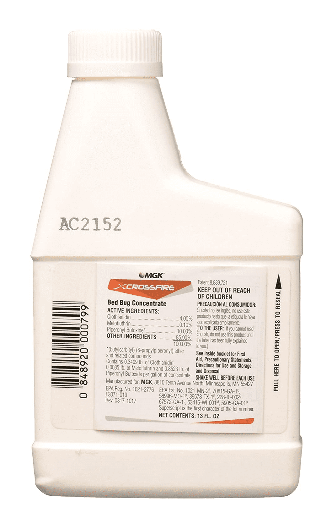Crossfire Bed Bug Concentrate 13oz - Fast-Acting, Non-Staining Indoor Pest Control for All Bed Bug Stages