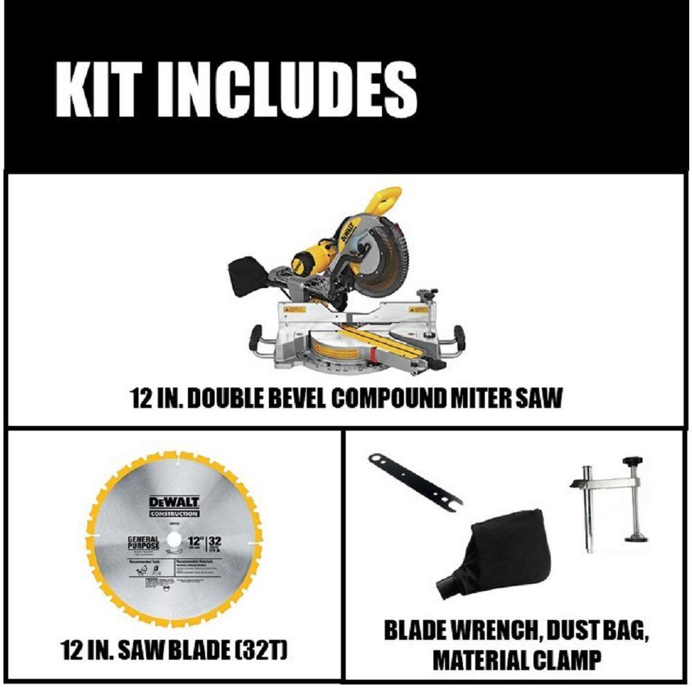 DEWALT DWS779 12" Double Bevel Sliding Compound Miter Saw, 15 Amp, 3800 RPM, Efficient Dust Collection