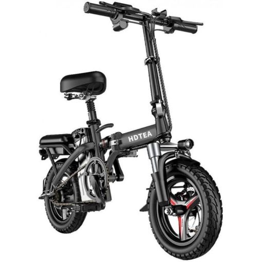 Folding Electric Bike 250W - 14" LCD Display, Removable Battery, Dual Disc Brake, Black