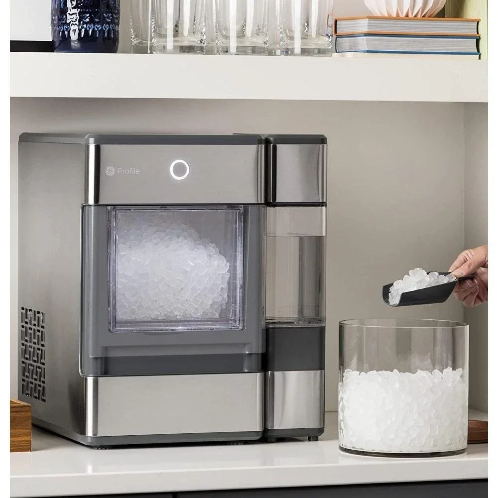 GE Profile Opal Countertop Nugget Ice Maker, Stainless Steel, LED Lighting, Bluetooth, 24 lbs Daily Capacity