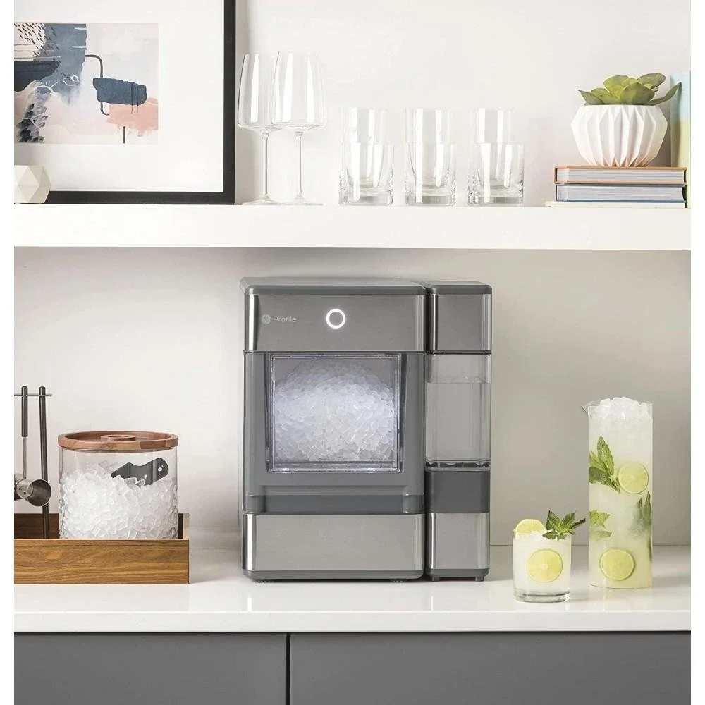 GE Profile Opal Countertop Nugget Ice Maker, Stainless Steel, LED Lighting, Bluetooth, 24 lbs Daily Capacity