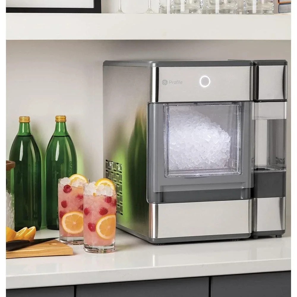 GE Profile Opal Countertop Nugget Ice Maker, Stainless Steel, LED Lighting, Bluetooth, 24 lbs Daily Capacity