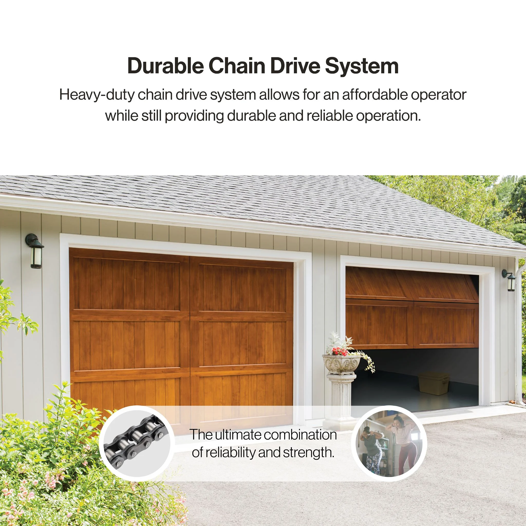 Genie Chain Drive 750 Garage Door Opener 3/4 HPC, Battery Backup, Quiet Operation, Easy Install, Includes Remotes & Keypad