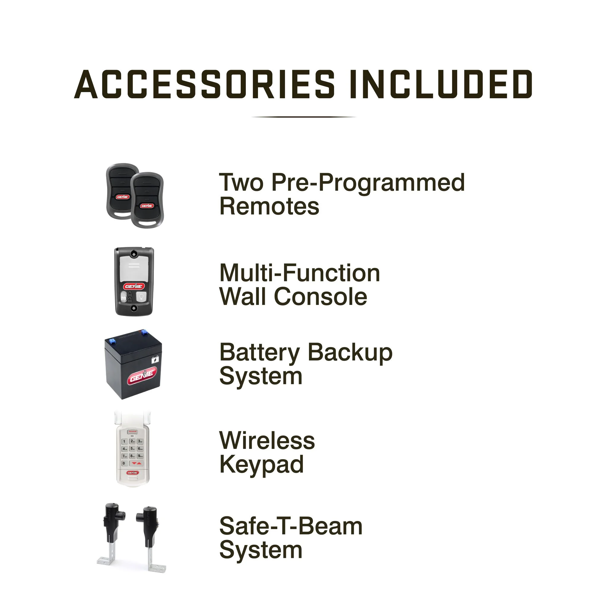 Genie Chain Drive 750 Garage Door Opener 3/4 HPC, Battery Backup, Quiet Operation, Easy Install, Includes Remotes & Keypad