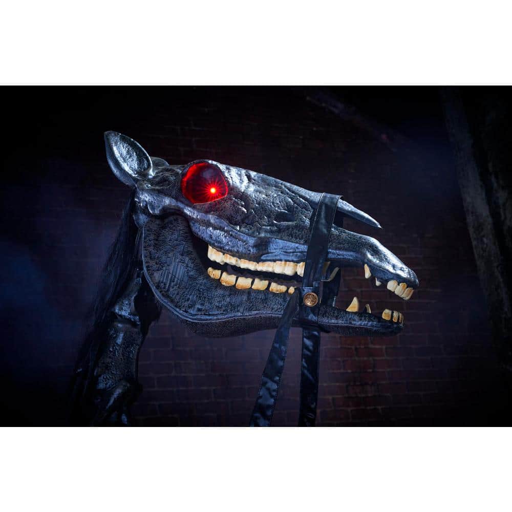 Giant Animated LED Knight Dullahan - 8.5 ft, Motion Activated, Red LED Eyes, Skeletal Steed, Halloween Decor