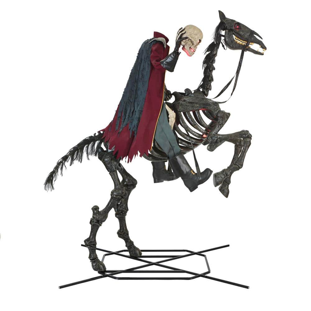 Giant Animated LED Knight Dullahan - 8.5 ft, Motion Activated, Red LED Eyes, Skeletal Steed, Halloween Decor