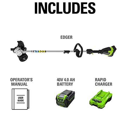 Greenworks 40V Brushless Edger 8", 4.0Ah Battery & Charger Included, Lightweight & Quiet
