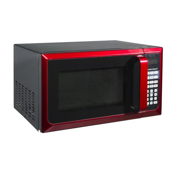 Hamilton Beach Red Stainless Steel Microwave Oven 0.9 Cu. Ft., 900W, LED Display