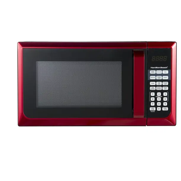 Hamilton Beach Red Stainless Steel Microwave Oven 0.9 Cu. Ft., 900W, LED Display