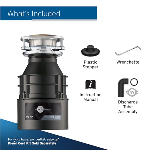 InSinkErator Badger 5 Garbage Disposal, 1/2 HP, Quick Lock, Compact Design, Durable Steel