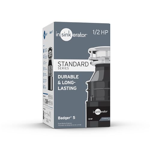 InSinkErator Badger 5 Garbage Disposal, 1/2 HP, Quick Lock, Compact Design, Durable Steel