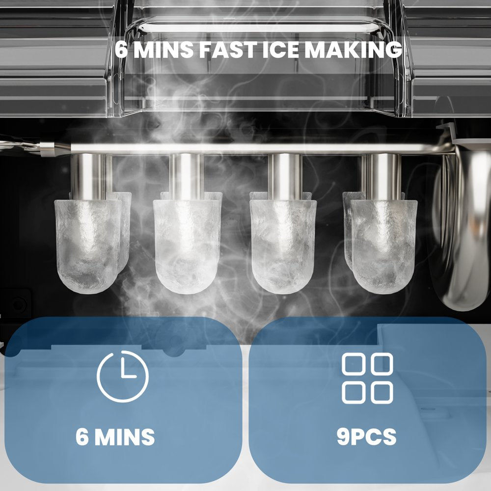 KISSAIR Portable Ice Maker, 26lbs/24H, Self-Cleaning, Compact Countertop Machine with Fast Ice Production