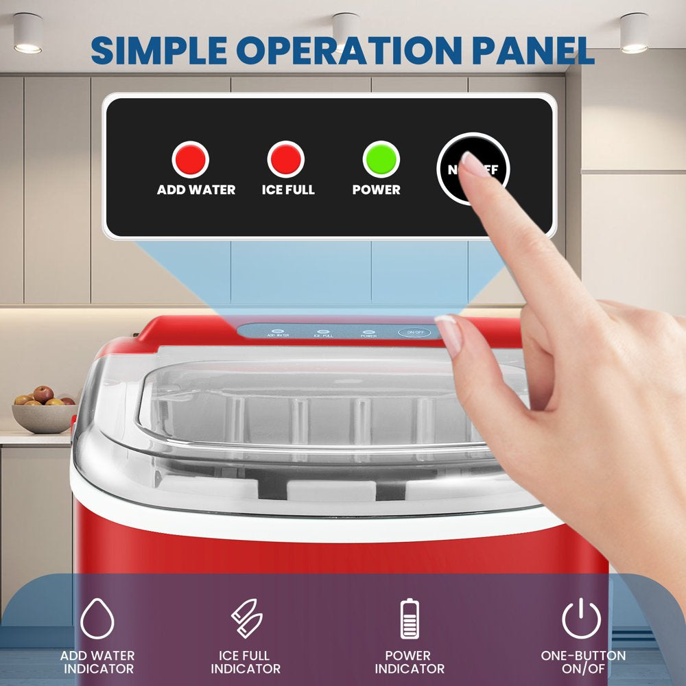 KISSAIR Portable Ice Maker, 26lbs/24H, Self-Cleaning, Compact Countertop Machine with Fast Ice Production