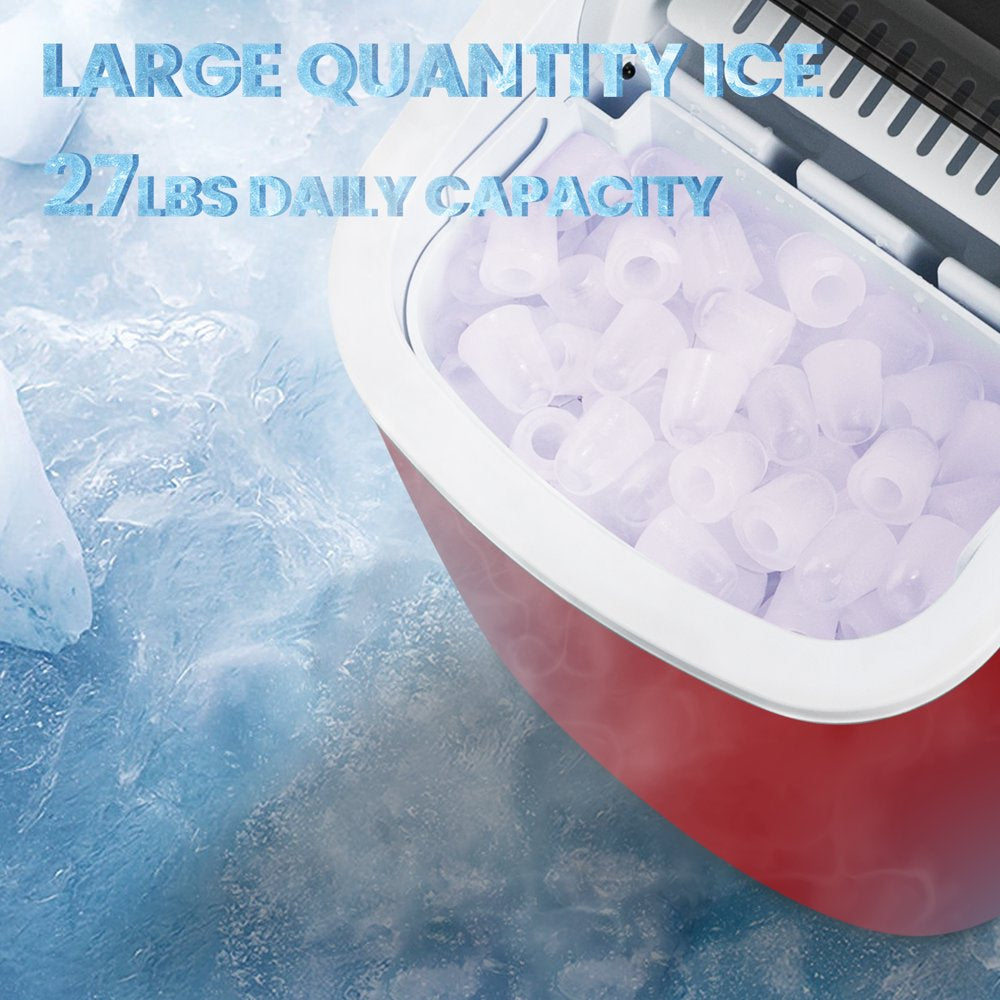 KISSAIR Portable Ice Maker, 26lbs/24H, Self-Cleaning, Compact Countertop Machine with Fast Ice Production