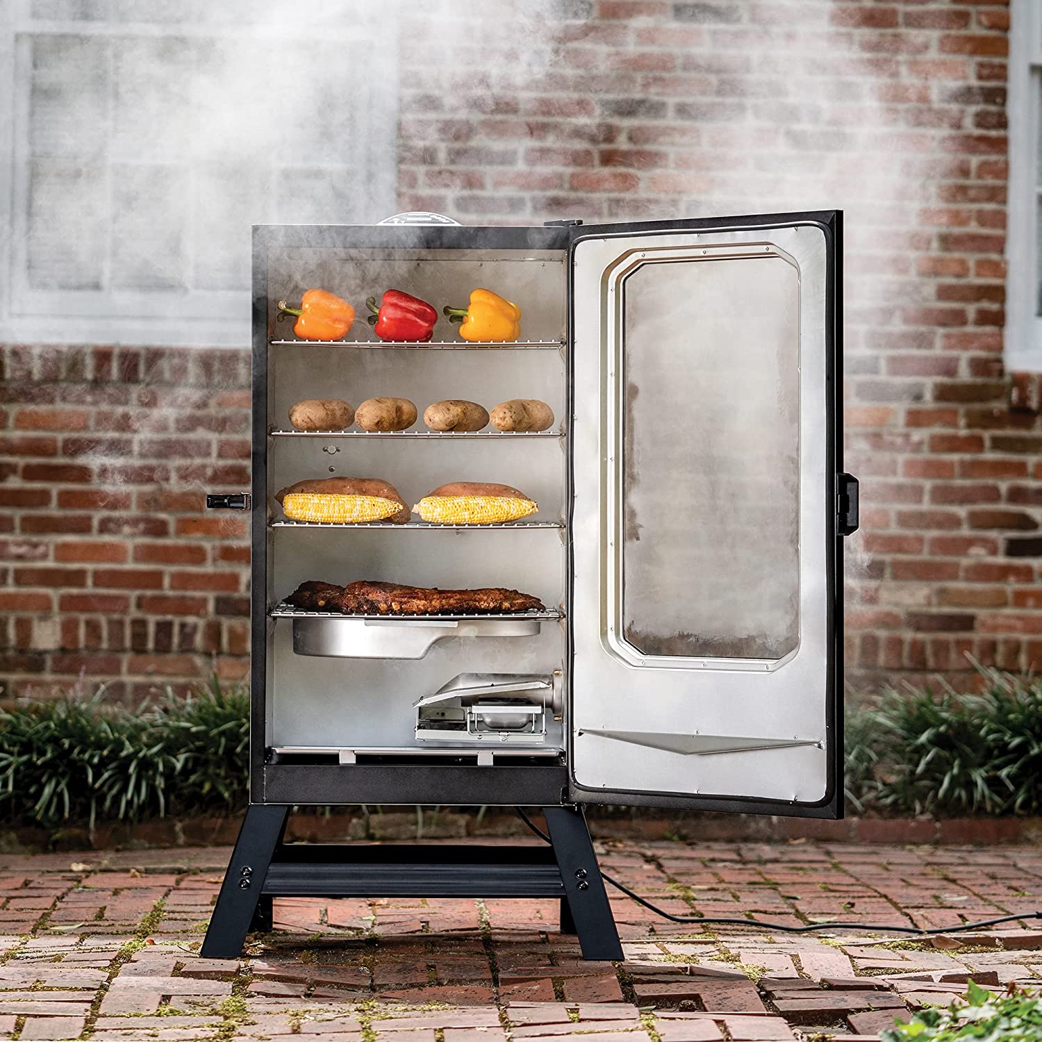 Masterbuilt 40" Digital Electric Smoker with Window & Legs, 4 Racks, Black