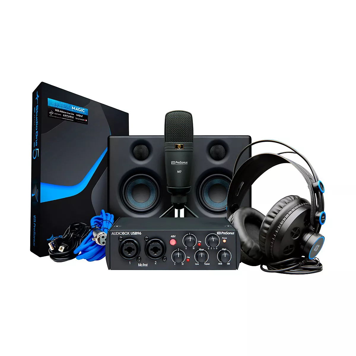 PreSonus AudioBox Studio Ultimate Bundle 25th Anniversary Edition with USB Interface, Studio Monitors, Headphones, Microphone & Software