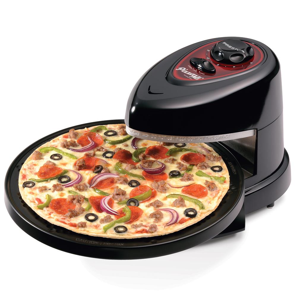 Presto Pizzazz Plus Rotating Pizza Oven 1235W with Timer, Non-Stick Surface, Black