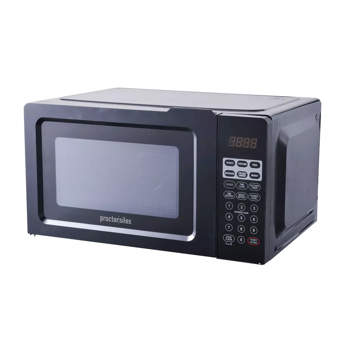 Proctor Silex 700W Black Countertop Microwave, 0.6 cu ft, LED Display, 10 Power Levels