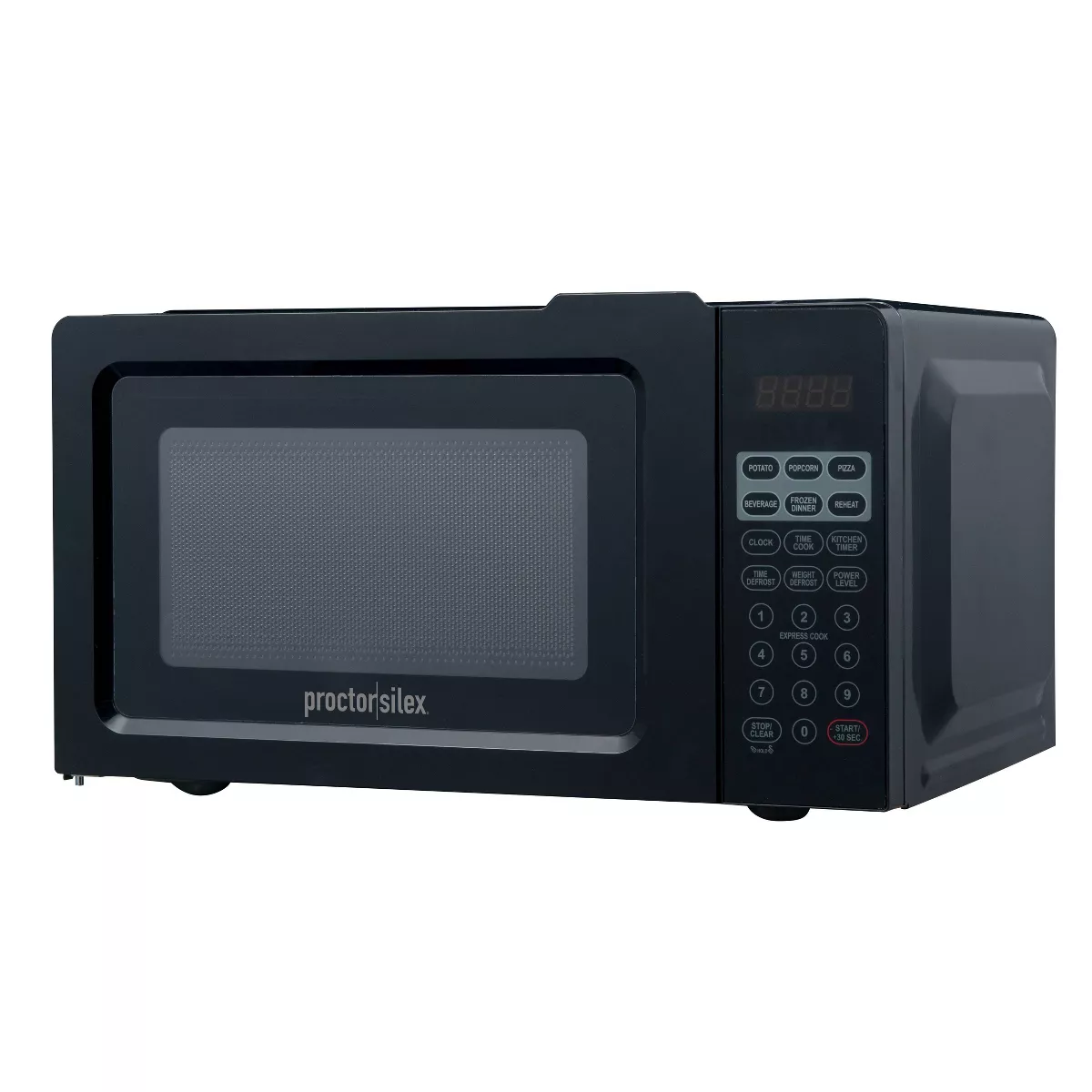 Proctor Silex 700W Black Countertop Microwave, 0.6 cu ft, LED Display, 10 Power Levels