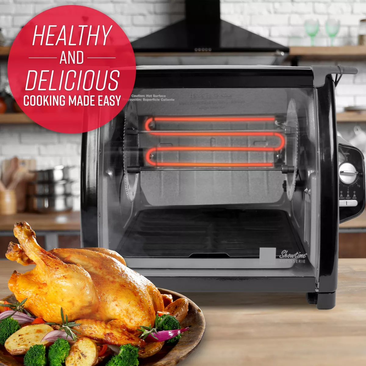 Ronco Modern Rotisserie Oven, Large Capacity 240oz, Self-Basting, Multi-Purpose Basket, Stainless Steel, Black