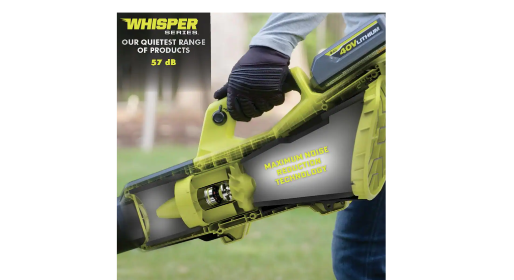 RYOBI 40V HP Brushless Cordless Leaf Blower, 730 CFM, 190 MPH, Includes 2x 4.0 Ah Batteries & Charger, 57 dB Quiet