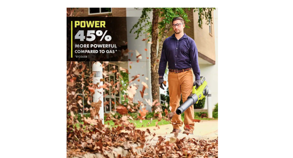 RYOBI 40V HP Brushless Cordless Leaf Blower, 730 CFM, 190 MPH, Includes 2x 4.0 Ah Batteries & Charger, 57 dB Quiet