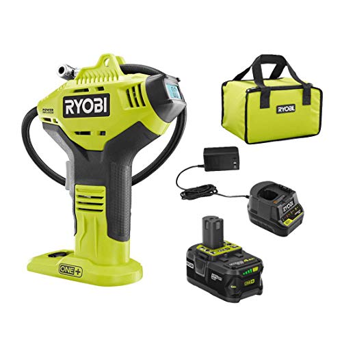 RYOBI ONE+ 18V Cordless Inflator with Digital Gauge and Lithium-Ion Battery