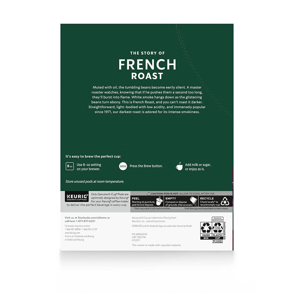 Starbucks French Roast Dark Roast Arabica K-Cup Coffee Pods, 96 Count
