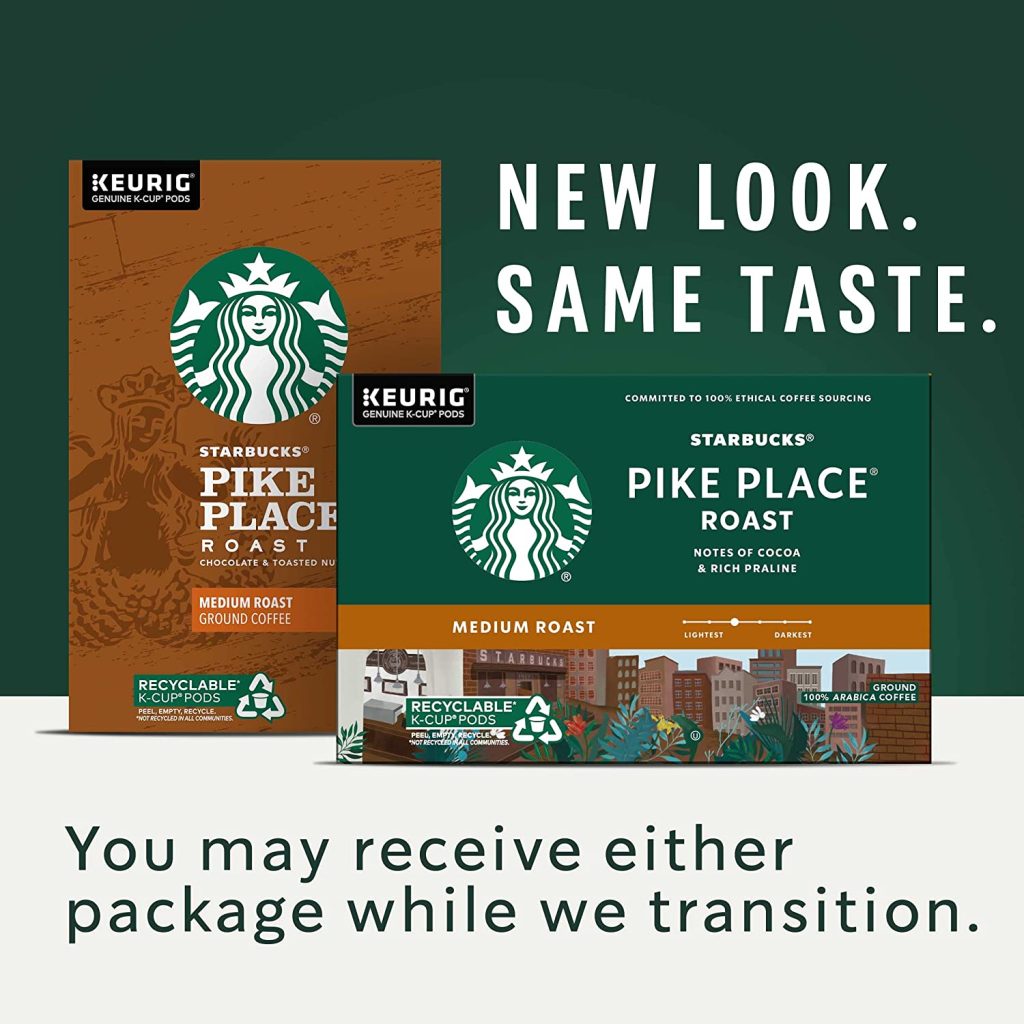 Starbucks Pike Place Roast Medium Coffee K-Cups, 96-Count, 100% Arabica, Keurig Compatible