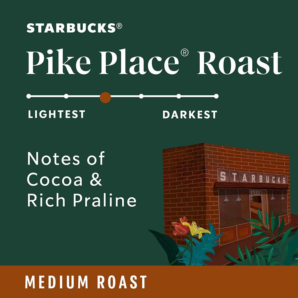Starbucks Pike Place Roast Medium Coffee K-Cups, 96-Count, 100% Arabica, Keurig Compatible