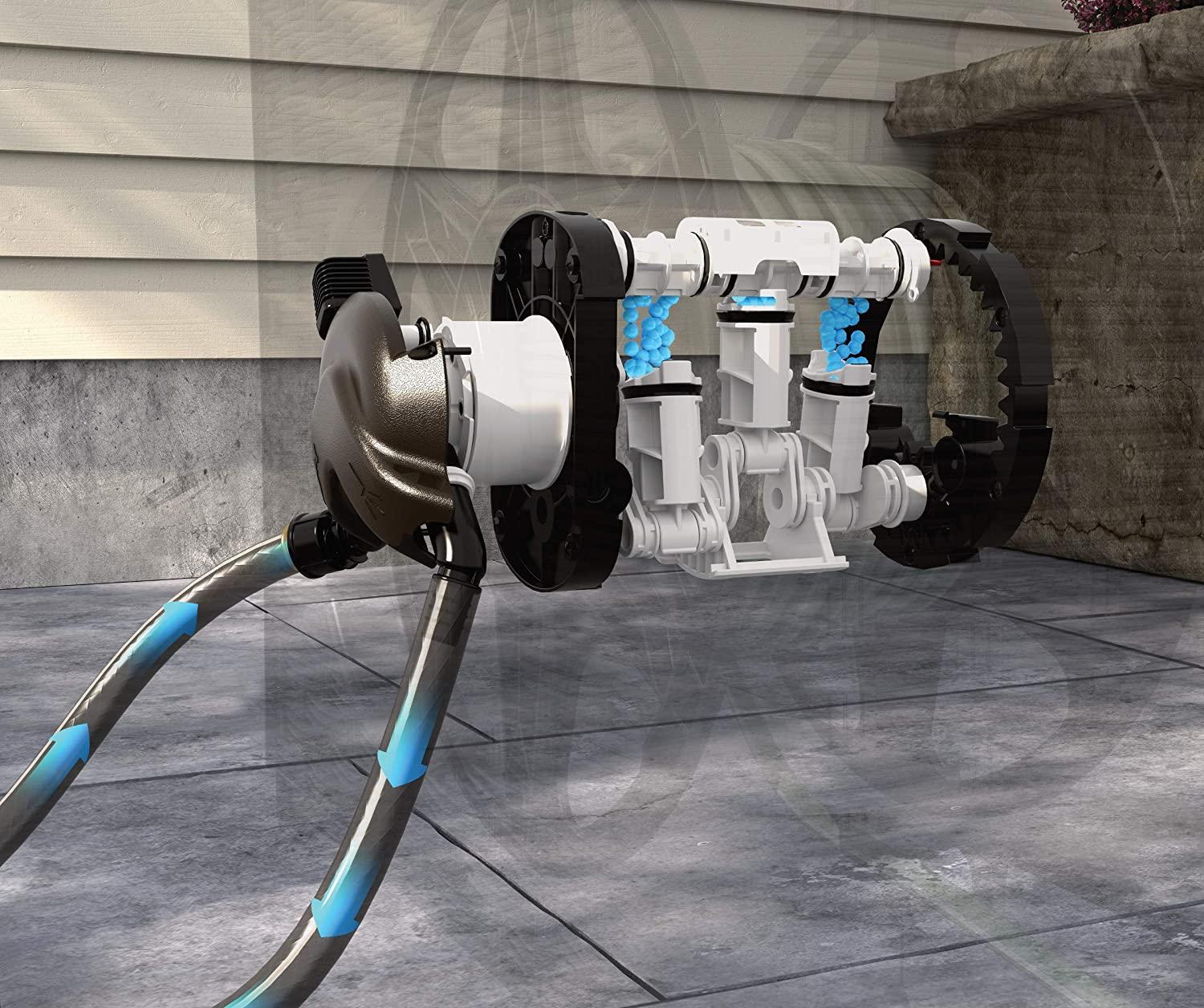 Suncast Aquawinder 125' Wicker Garden Hose Reel - Automatic Water-Powered Retractable, Java